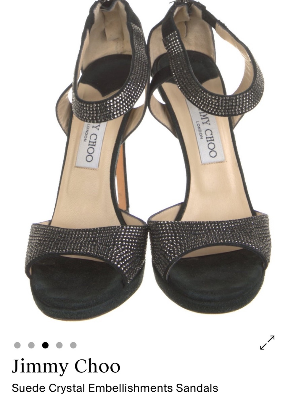 Jimmy Choo Black Crystal Embellished Ankle-Strap Heels